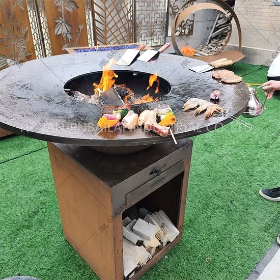Amazon Top Sell Corten Metal Fire Pit with Barbecue Grill