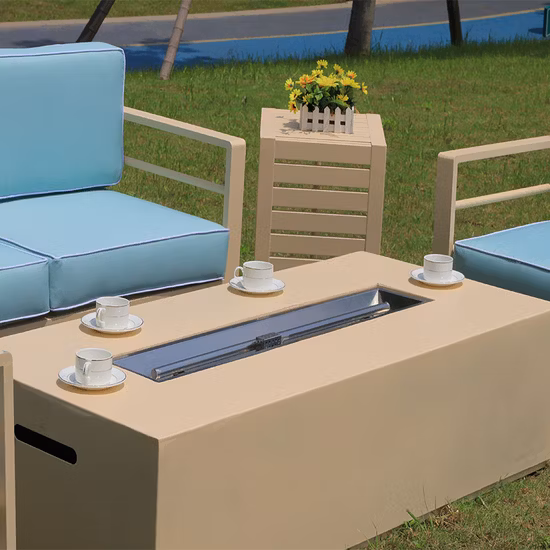 Juego de chat al aire libre con mesa para fuego, 5