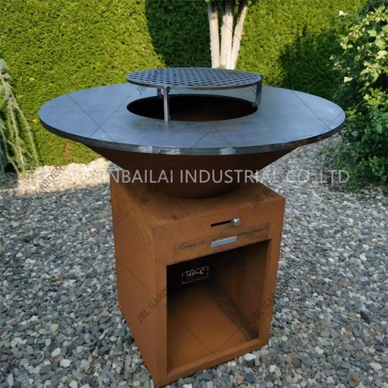 Brasero de metal corten de mayor venta en Amazon con parrilla para barbacoa