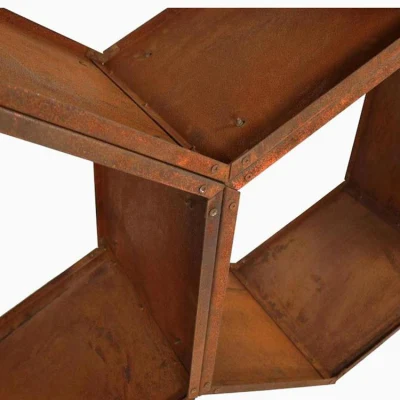 Estante de acero corten para leña, almacenamiento interior, estante de almacenamiento de troncos de leña hexagonales